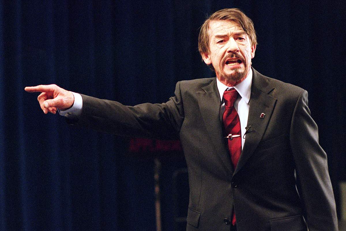 JOHN HURT as Adam Sutler in Warner Bros. Pictures' and Virtual Studios' action thriller 