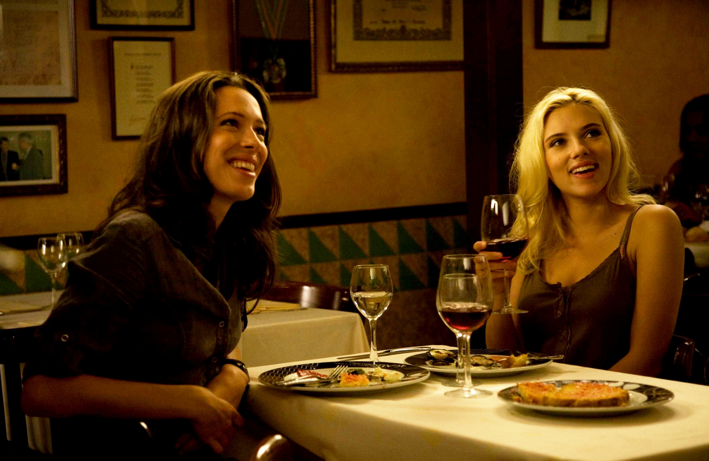 Rebecca Hall stars as Vicky and Scarlett Johansson stars as Cristina in The Weinstein Company's Vicky Cristina Barcelona (2008). Photo Credit by Victor Bello.