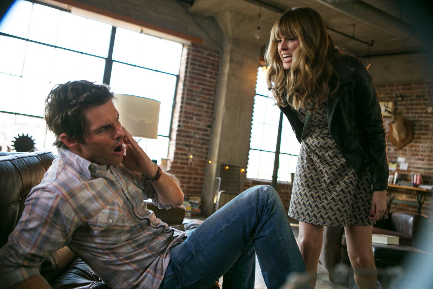 James Marsden stars as Gordon and Sarah Wright stars as Denise in Focus World's Walk of Shame (2014)