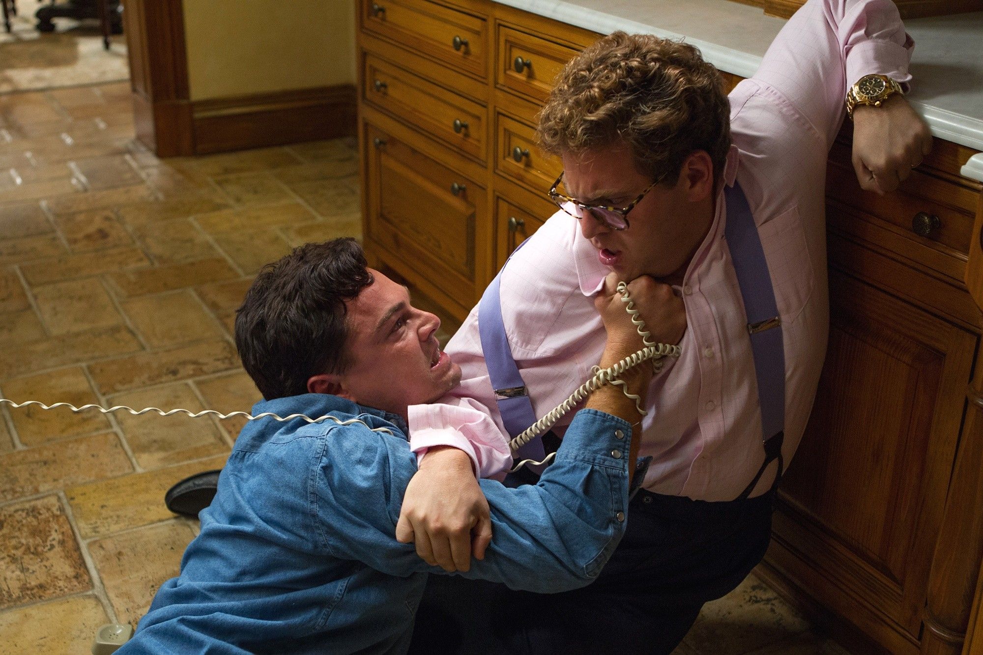Leonardo DiCaprio stars as Jordan Belfort and Jonah Hill stars as Donnie Azoff in Paramount Pictures' The Wolf of Wall Street (2013)