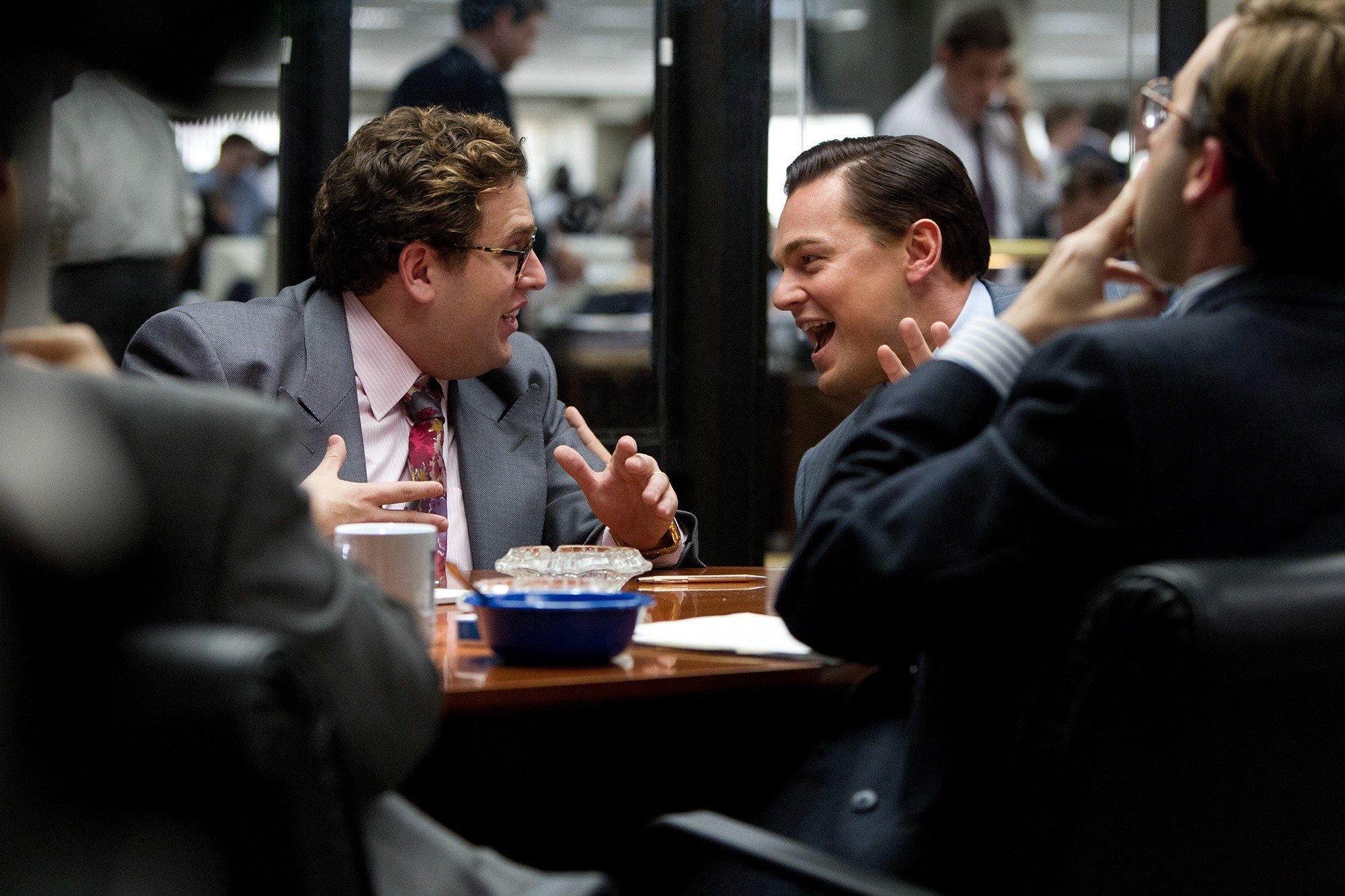 Jonah Hill stars as Donnie Azoff and Leonardo DiCaprio stars as Jordan Belfort in Paramount Pictures' The Wolf of Wall Street (2013)