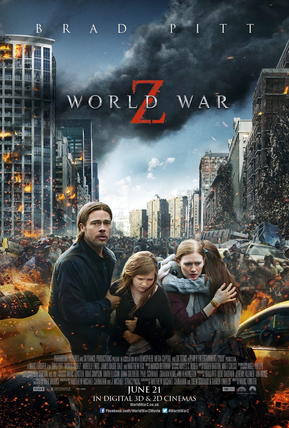 Brad Pitt, Abigail Hargrove and Mireille Enos in Paramount Pictures' World War Z (2013)