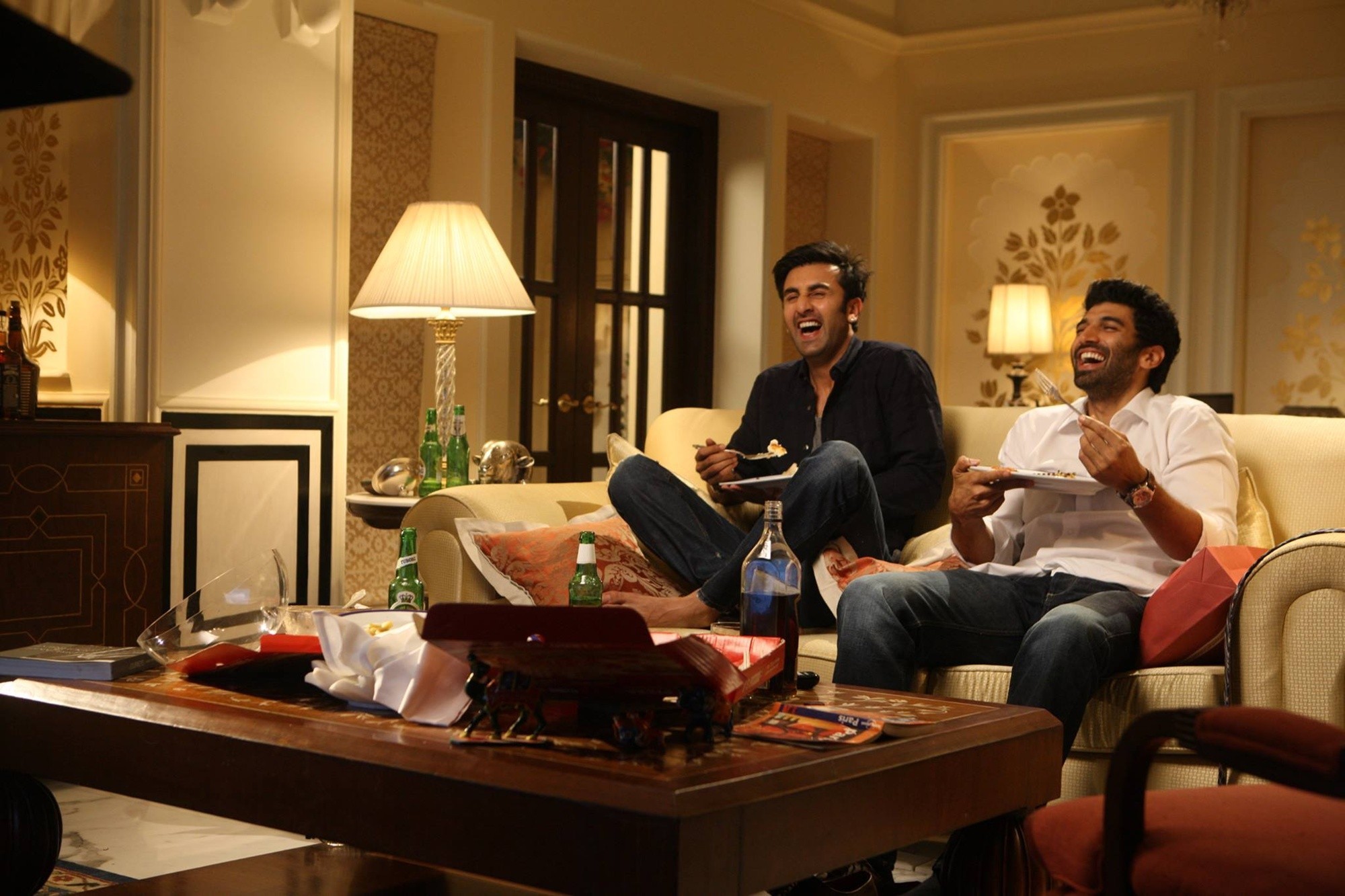 Ranbir Kapoor stars as Kabir Thapar and Aditya Roy Kapoor stars as Avi in Eros International's Yeh Jawaani Hai Deewani (2013)