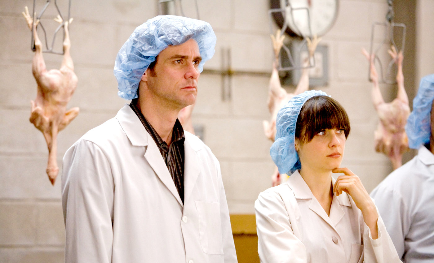 Jim Carrey stars as Carl Allen and Zooey Deschanel stars as Renee Allison in Warner Bros. Pictures' Yes Man (2008)