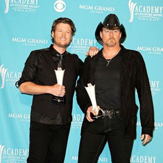 Blake Shelton, Trace Adkins in The 45th Annual Academy of Country Music Awards - Press Room