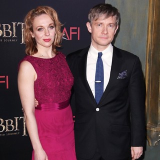 Amanda Abbington, Martin Freeman in Premiere of The Hobbit: An Unexpected Journey