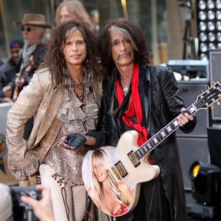 Tom Hamilton, Brad Whitford, Steven Tyler, Joe Perry, Aerosmith in Aerosmith Performing Live During The Today Show Concert Series