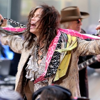 Steven Tyler, Brad Whitford, Aerosmith in Aerosmith Performing Live During The Today Show Concert Series