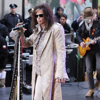 Steven Tyler, Brad Whitford, Aerosmith in Aerosmith Performing Live During The Today Show Concert Series