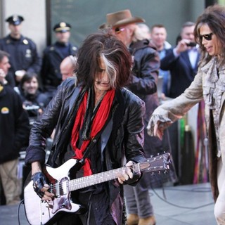 Joe Perry, Brad Whitford, Steven Tyler, Aerosmith in Aerosmith Performing Live During The Today Show Concert Series