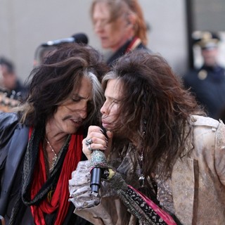 Joe Perry, Tom Hamilton, Steven Tyler, Aerosmith in Aerosmith Performing Live During The Today Show Concert Series