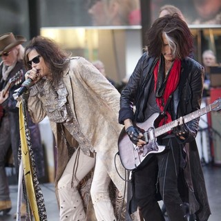Brad Whitford, Steven Tyler, Joe Perry, Aerosmith in Aerosmith Performing Live During The Today Show Concert Series