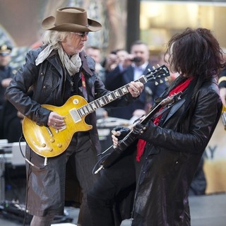 Brad Whitford, Joe Perry, Aerosmith in Aerosmith Performing Live During The Today Show Concert Series