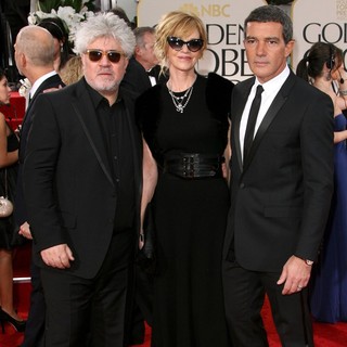 Pedro Almodovar, Melanie Griffith, Antonio Banderas in The 69th Annual Golden Globe Awards - Arrivals