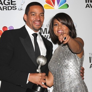 Laz Alonso, Taraji P. Henson in The 43rd Annual NAACP Awards - Press Room