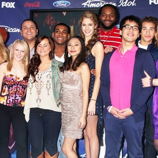 Colton Dixon, Elise Testone, Hollie Cavanagh, Jeremy Rosado, Skylar Laine, Joshua Ledet, Jessica Sanchez, Shannon Magrane, Jermaine Jones, Heejun Han, DeAndre Brackensick, Erika Van Pelt, Phillip Phillips in The American Idol Season 11 Top 13 Party