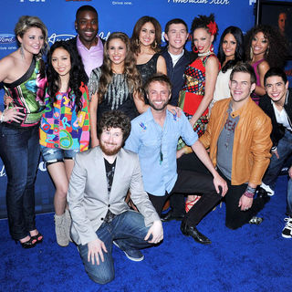 Lauren Alaina, Thia Megia, Haley Reinhart, Jacob Lusk, Karen Rodriguez, Scotty McCreery, Naima Adedapo, Pia Toscano, Ashthon Jones, Casey Abrams, Paul McDonald, James Durbin, Stefano Langone in The American Idol Season 10 Top 13 Finalists Party