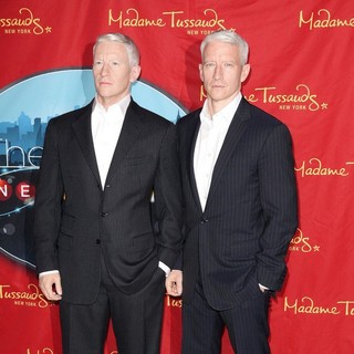 Anderson Cooper in Anderson Cooper AttendsThe Unveiling and Poses Next to His New Wax Figure