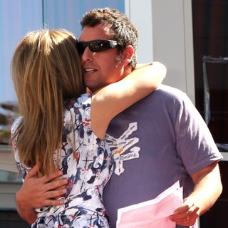 Jennifer Aniston, Adam Sandler in Jennifer Aniston Is Honored with A Star on The Hollywood Walk of Fame