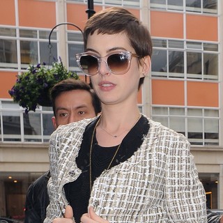 Anne Hathaway in Anne Hathaway Arriving at The BBC Radio 1 Studios