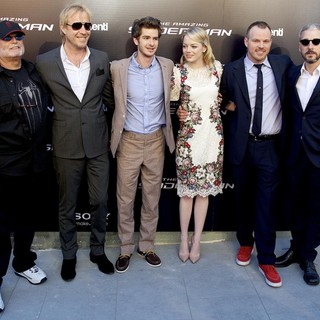 Avi Arad, Rhys Ifans, Andrew Garfield, Emma Stone, Marc Webb, Matthew Tolmach in The Spanish Premiere of The Amazing Spider-Man