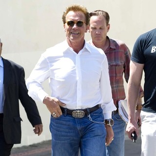 Arnold Schwarzenegger in Arnold Schwarzenegger Leaving Cafe Roma After Having Lunch