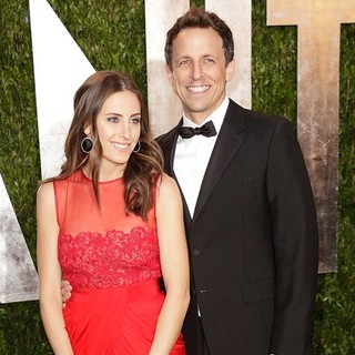 Alexi Ashe, Seth Meyers in 2013 Vanity Fair Oscar Party - Arrivals