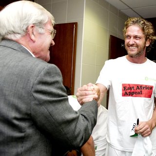 Bertie Auld, Gerard Butler in The John Kennedy Testimonial Match Between Celtic and Manchester United