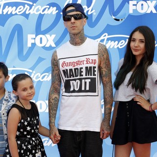 Travis Barker in American Idol Finale Results Show Live - Arrivals - barker-hoya-american-idol-finale-results-show-live-01