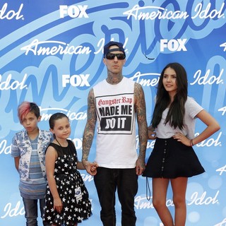 Travis Barker in American Idol Finale Results Show Live - Arrivals - barker-hoya-american-idol-finale-results-show-live-02