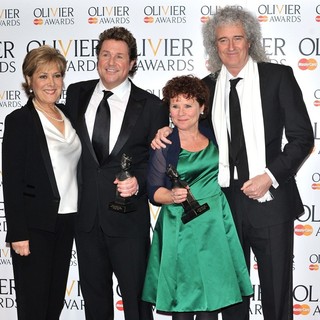 Lynda Bellingham, Michael Ball, Imelda Staunton, Brian May in The Olivier Awards 2013 - Press Room