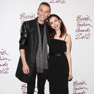 Jamie Campbell Bower, Lily Collins in The British Fashion Awards 2012 - Arrivals