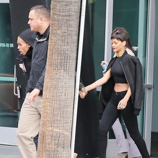 Chris Brown, Rihanna in Rihanna and Chris Brown Leaving The Staples Center in Downtown LA Holding Hands