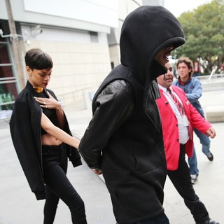 Rihanna, Chris Brown in Rihanna and Chris Brown Leaving The Staples Center in Downtown LA Holding Hands