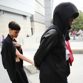 Rihanna, Chris Brown in Rihanna and Chris Brown Leaving The Staples Center in Downtown LA Holding Hands