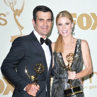 Ty Burrell, Julie Bowen in The 63rd Primetime Emmy Awards - Press Room