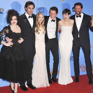 Helena Bonham Carter, Sacha Baron Cohen, Amanda Seyfried, Eddie Redmayne, Anne Hathaway, Hugh Jackman in 70th Annual Golden Globe Awards - Press Room