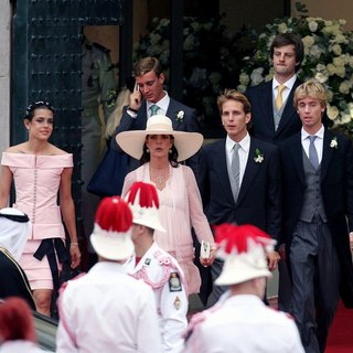 Charlotte Casiraghi, Princess Caroline, Andrea Casiraghi in Religious Ceremony of The Royal Wedding of Prince Albert II of Monaco to Charlene Wittstock