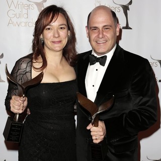 Semi Chellas, Matthew Weiner in 2013 Writers Guild Awards - Press Room