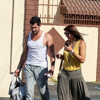 Maksim Chmerkovskiy, Hope Solo in Dancing with the Stars Celebrities Outside The Dance Rehearsal Studios