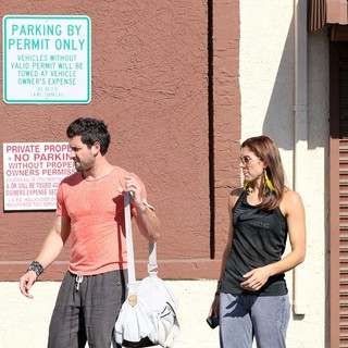 Maksim Chmerkovskiy, Hope Solo in Dancing with the Stars Celebrities Outside The Dance Rehearsal Studios