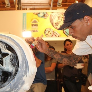 Chris Brown in Chris Brown's Art Show and New Toy Series Launch with Ron English Dum English and Made by Monsters