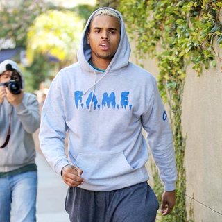 Chris Brown in Chris Brown and His Entourage Stop for Lunch at Chipotle Mexican Grill