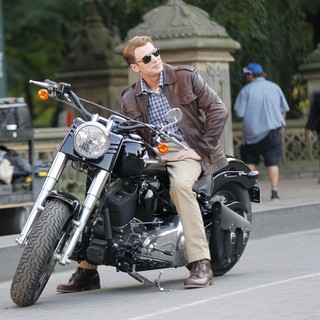 Chris Evans in Actors on The Set of The Avengers Shooting on Location in Manhattan