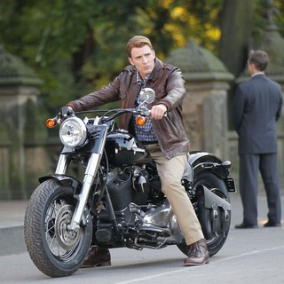 Chris Evans in Actors on The Set of The Avengers Shooting on Location in Manhattan