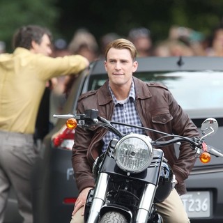 Chris Evans in Actors on The Set of The Avengers Shooting on Location in Manhattan