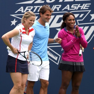 Kim Clijsters, Roger Federer, Serena Williams in Arthur Ashe Kids Day 2012