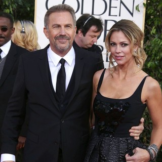 Kevin Costner, Christine Baumgartner in 70th Annual Golden Globe Awards - Arrivals