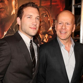 Jai Courtney, Bruce Willis in A Good Day to Die Hard Fan Celebration