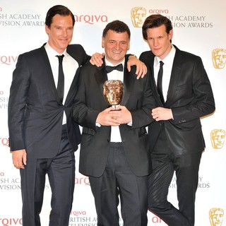 Benedict Cumberbatch, Steven Moffat, Matt Smith in The 2012 Arqiva British Academy Television Awards - Winners Board